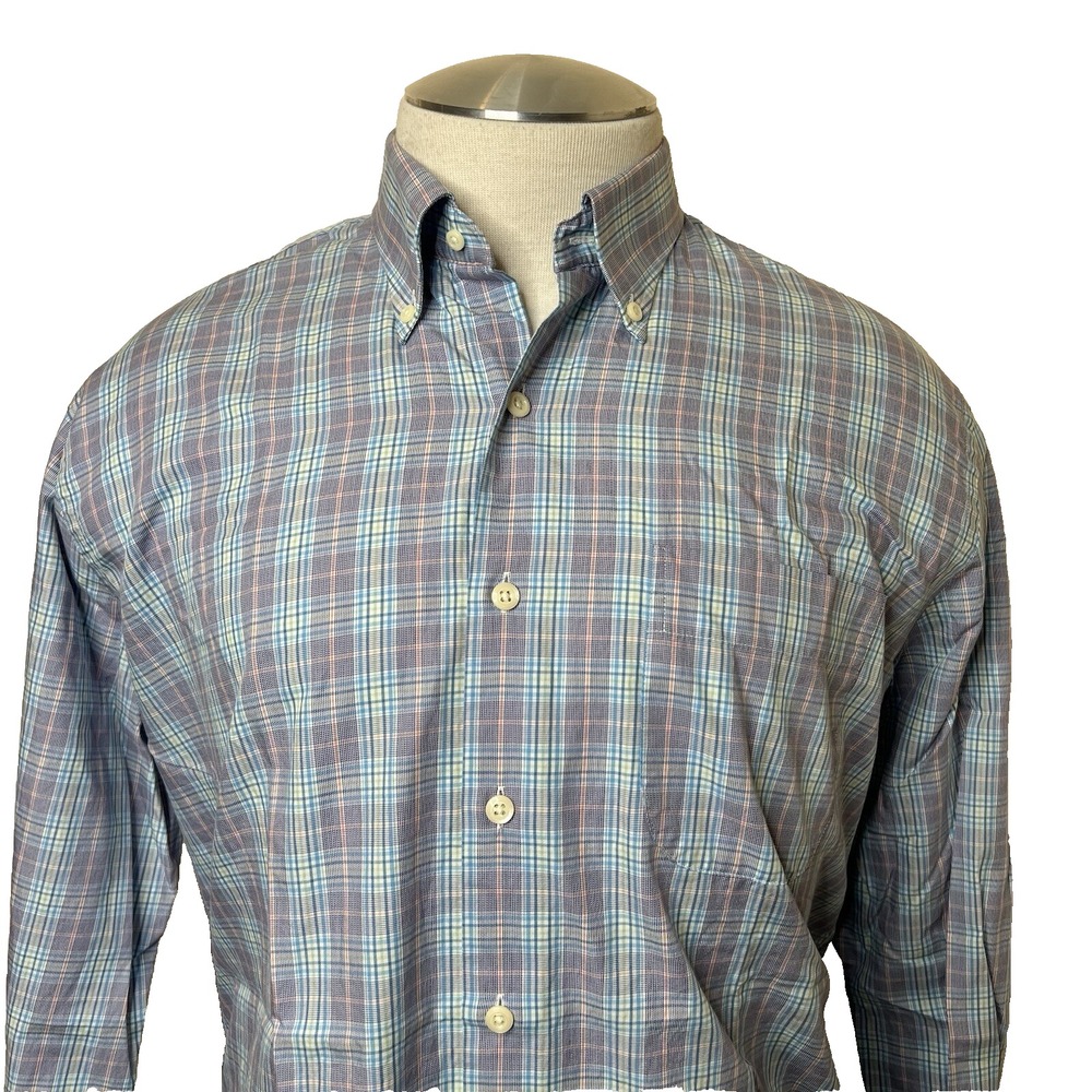 Peter Millar Multicolor Plaid Casual Dress Shirt Mens Large Workwear